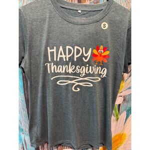 Happy Thanksgiving Gray Graphic Tshirt